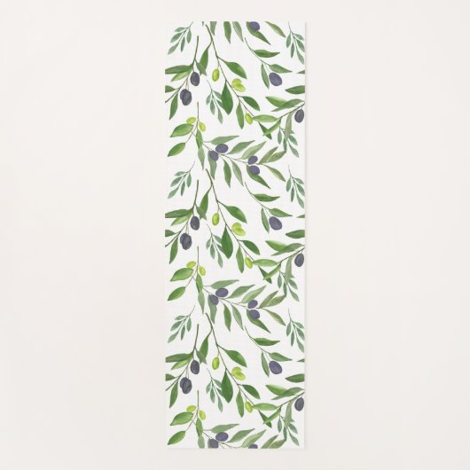 Sage Green Watercolor French Country Olive Pattern Yogamatte (Vorderseite)
