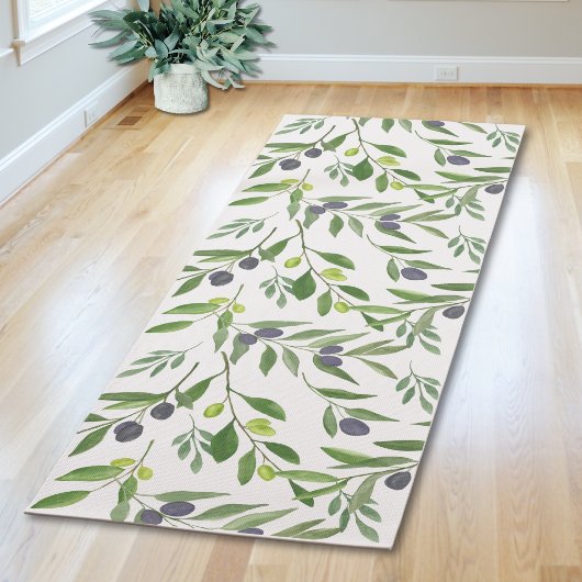 Sage Green Watercolor French Country Olive Pattern Yogamatte