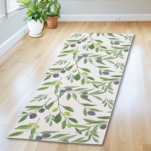 Sage Green Watercolor French Country Olive Pattern Yogamatte