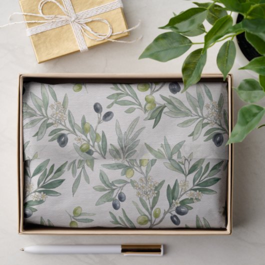 Sage Green Watercolor French Country Olive Seidenpapier (Geschenk)