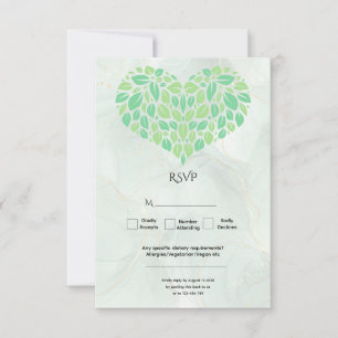 Sage Green Watercolor Herz Minimalistisch Hochzeit RSVP Karte