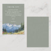 Sage Green Watercolor Mountain Wedding Danke Platzkarte (Vorne/Hinten)