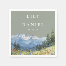 Sage Green Watercolor Mountain Wildblume Hochzeit