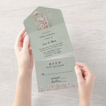 Sage Green Watercolor Pink Peony Wedding