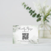 Sage Green Watercolor Script Hochzeitsskript QR Co Begleitkarte (Stehend Vorderseite)
