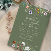 Sage Green Watercolor Wildblume Meadow Wedding Einladung