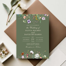 Sage Green Watercolor Wildblume Meadow Wedding