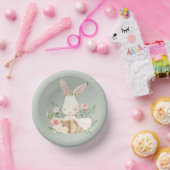 Sage Green Watercolor Woodland Bunny Pappteller (Party)