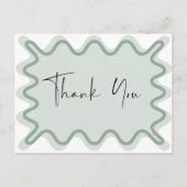 Sage green Wavy Border Danke Postcard Einladungspostkarte (Vorderseite)