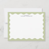 Sage Green Wavy Frame Note Card Einladung (Vorderseite)