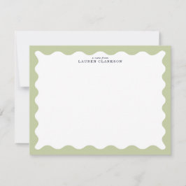 Sage Green Wavy Frame Note Card Einladung