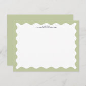 Sage Green Wavy Frame Note Card Einladung (Vorne/Hinten)