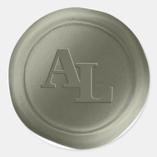Sage Green Wax Siegel Monogram Wedding Stickers