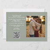 Sage Green Wedding 2 Foto QR Code Elegantes Skript Save The Date (Rückseite)