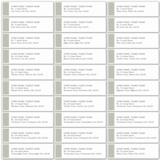 Sage Green Wedding 30 Guest Address Labels (Vorderseite)