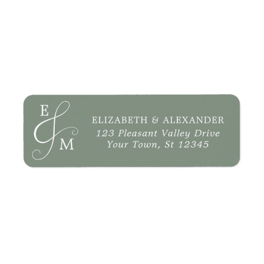 Sage Green Wedding Ampersand Rücksendeadresse (Vorne)