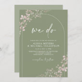 Sage Green Wedding Arch Foto Handwriting Inv Einladung (Vorne/Hinten)