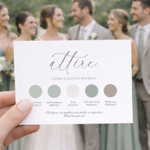 Sage Green Wedding Attire Card with Neutral Color