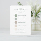 Sage Green Wedding Attire Color Palette Card  Einladung (Stehend Vorderseite)