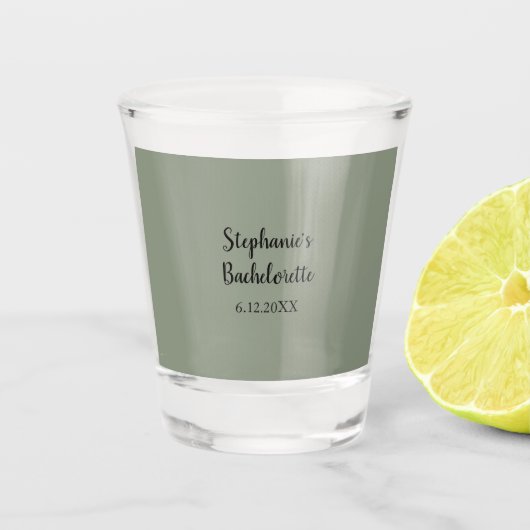 Sage Green Wedding Bachelorette Name Gefallen Gesc Schnapsglas (Vorderseite)