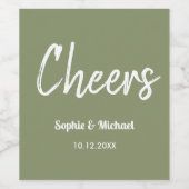 Sage Green Wedding Cheers Simple Weinetikett (Einzelnes Label)