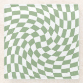 Sage Green Wedding Collection Karo überprüft Glasuntersetzer (Vorderseite)