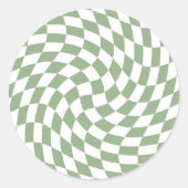 Sage Green Wedding Collection Karo überprüft Runder Aufkleber (Vorderseite)