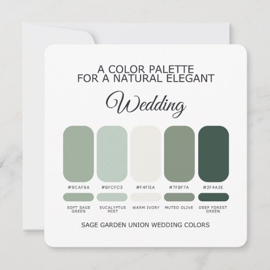 Sage Green Wedding Color Palette Card Einladung (Vorderseite)