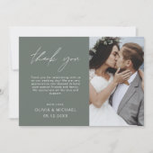 Sage Green Wedding Danke Foto Minimalistisch (Vorderseite)