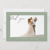 Sage Green Wedding Danke Foto Minimalistisch (Vorderseite)