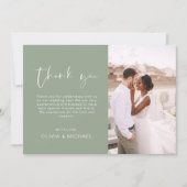 Sage Green Wedding Danke Foto Minimalistisch (Vorderseite)
