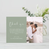 Sage Green Wedding Danke Foto Minimalistisch (Stehend Vorderseite)