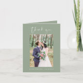 Sage Green Wedding Danke Foto Minimalistisch (Vorderseite)