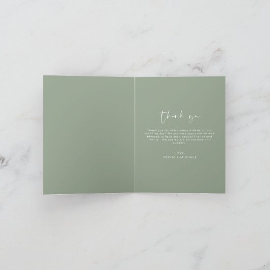 Sage Green Wedding Danke Foto Minimalistisch (Innenseite)
