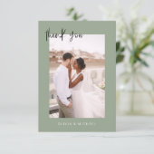 Sage Green Wedding Danke Foto Minimalistisch (Stehend Vorderseite)