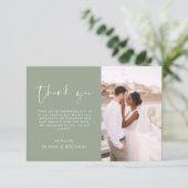 Sage Green Wedding Danke Foto Minimalistisch (Stehend Vorderseite)