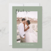 Sage Green Wedding Danke Foto Minimalistisch (Vorderseite)