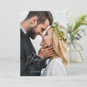 Sage Green Wedding Danke Foto Minimalistisch (Stehend Vorderseite)