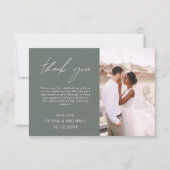 Sage Green Wedding Danke Foto Minimalistisch (Vorderseite)