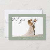 Sage Green Wedding Danke Foto Minimalistisch (Vorderseite)