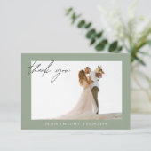 Sage Green Wedding Danke Foto Minimalistisch (Stehend Vorderseite)