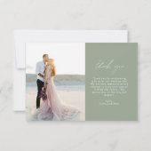 Sage Green Wedding Danke Foto Minimalistisch (Rückseite)