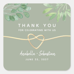 Sage Green Wedding Danke Square Sticker
