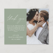 Sage Green Wedding Dankeschön Foto Wedding Card (Vorderseite)