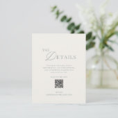 Sage Green Wedding Details Card with QR Code Einladung (Stehend Vorderseite)