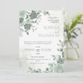 Sage Green Wedding Einladung (Stehend Vorderseite)