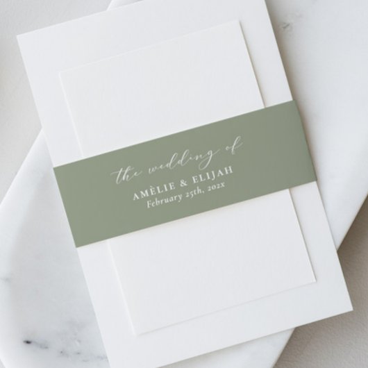 Sage Green Wedding Einladung Bauch Band Skript