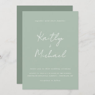 Sage Green Wedding Einladung Moderne Handschrift