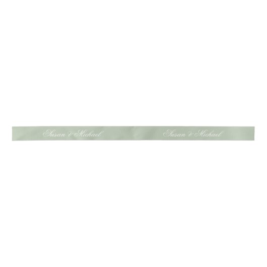 Sage Green Wedding Elegante Script Kalligraphie Satinband (Vorderseite)
