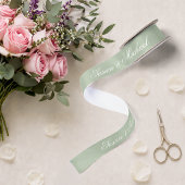 Sage Green Wedding Elegante Script Kalligraphie Satinband